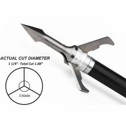 Grim Reaper Broadheads Fatal Steel Broadhead 3 Blade Mechanical 1 1/4″ Cut 100 Grain 3 Pack